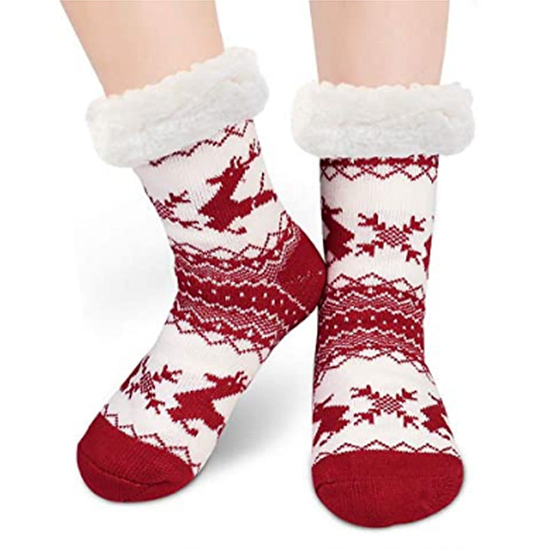 Autumn and winter Christmas stockings children middle tube floor socks adult plus velvet sleep socks carpet stockings Slippers Socks spot