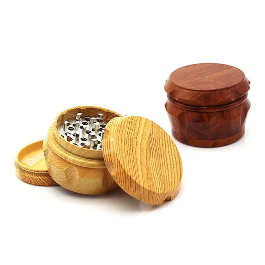 2019 new hot resin wood grain smoke device four-layer drum metal tooth zinc alloy mill cross-border supply.