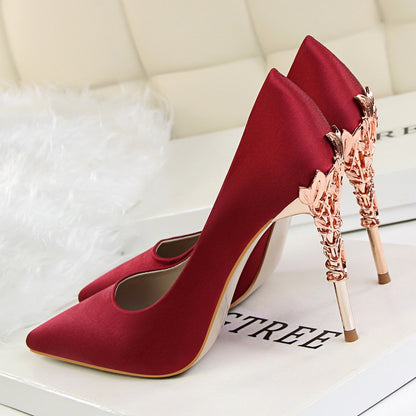 Luxurious Rose Stiletto Heels with a Touch of Gold Sparkle