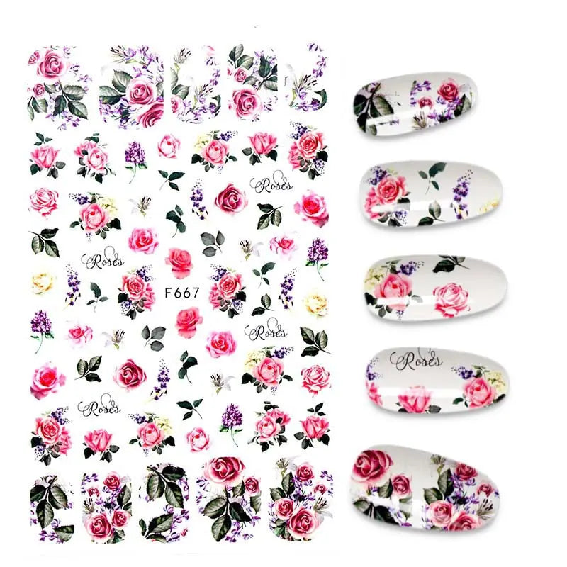 3D Flower Nail Stickers pedicure and medicates.