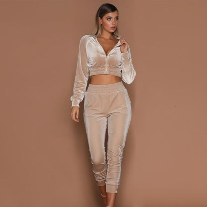 "Velvet  Track Suit: Stylish and Comfortable Athletic Set for Fashionable Workout or Lounging"