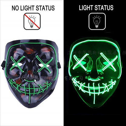 Horror Party Glow Mask Masquerade Glitter Mask EL Cold Glitter Mask Foreign trade cross-mirror supply