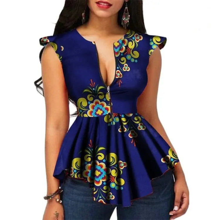 AFrican Clothing Top Dashiki Print Sexy Ankara  T-shirts Ethnic Short Sleeve Ladies African Dress top.