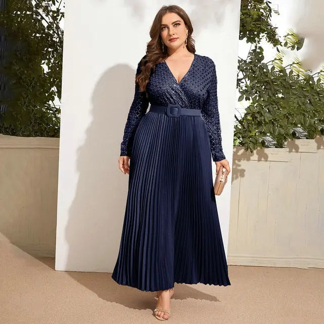 Elegant Plus Size Bright Silk Ruched Maxi Dresses Women Luxury Waistband Evening Party Clothing Night Club Dress Female Outfits.