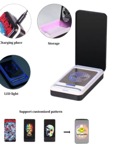 WE PUFF New LED Flip Cover Cigarette Case with Metal Pipe Grinding Card Chargeable Tobacco Box Grinders for Smoking Accessories