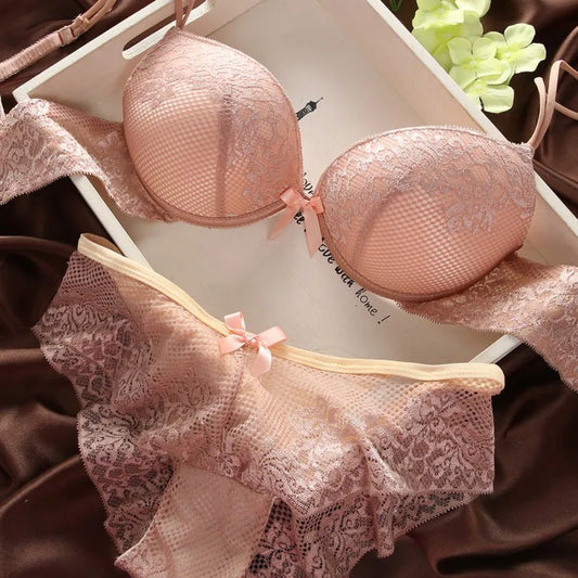 Sexy Lace Bra Set Underwear Women Lingerie Sets Seamless Underwire Bra with See Through Panties Push Up Bra And Panty Set