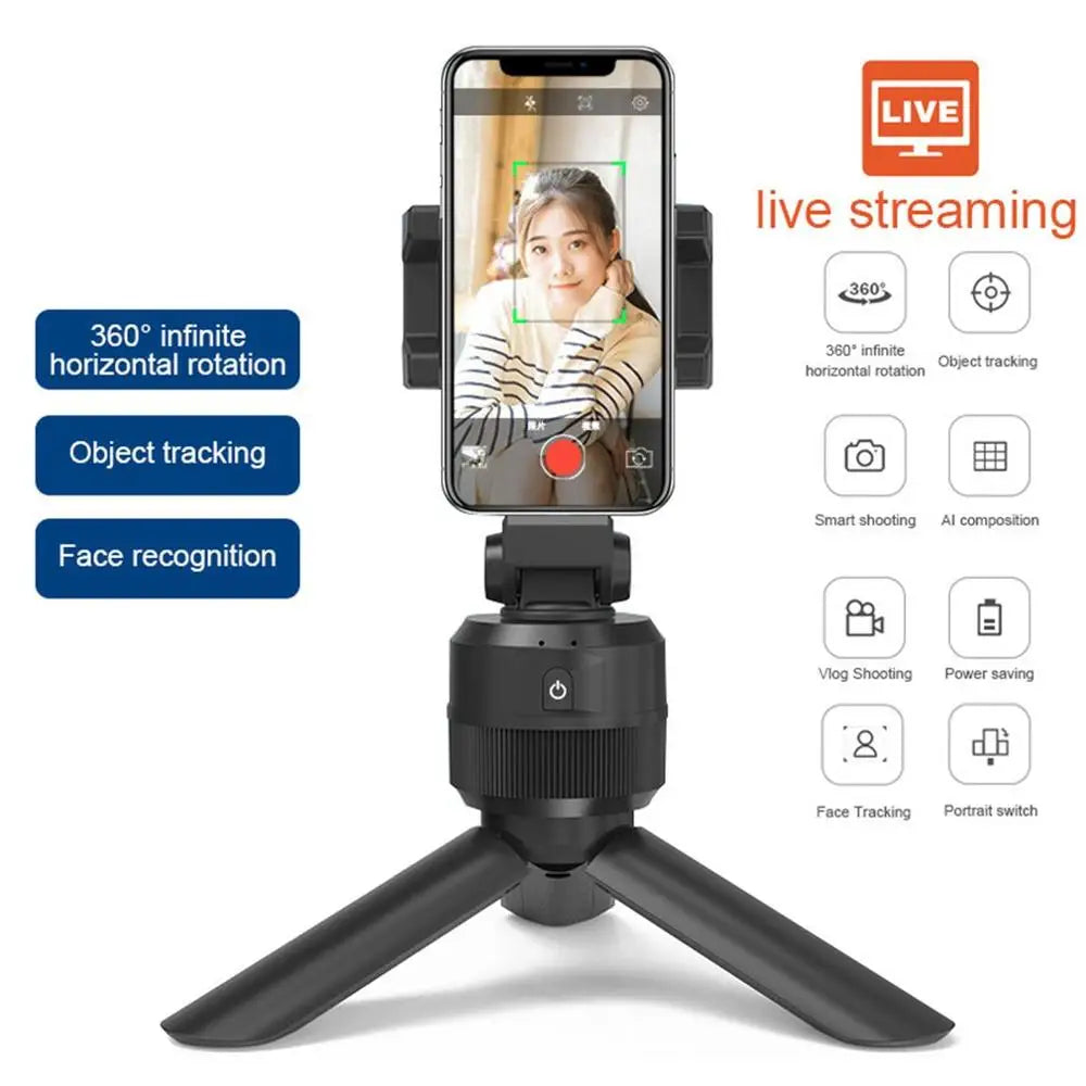 192g Portable 360 Degree Rotation Smart Face Tracking Object Selfie Stick Tripod Portable Aluminum Live Tripod Phone Holder