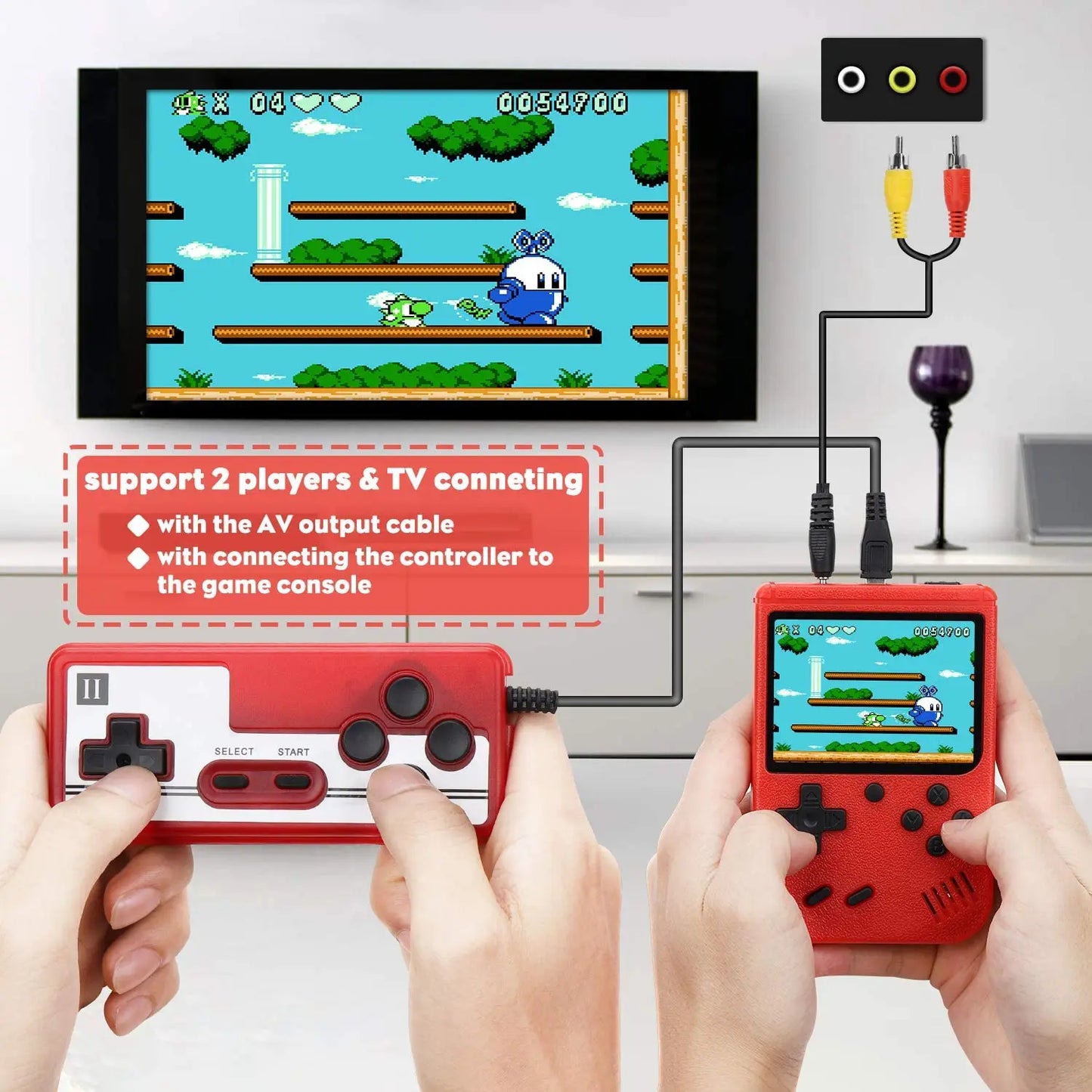 Portable Video Game Console 400 Retro Games in 1 AV Out Two Player Gamepads  Game player For Children Gifts