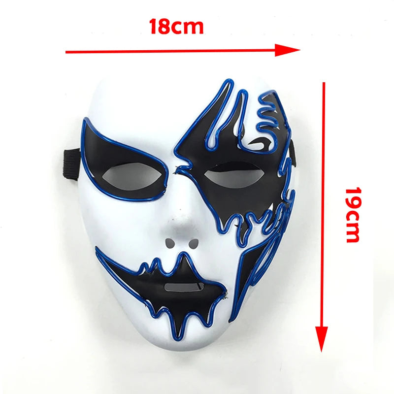 Neon Light LED Mask LED Halloween Scary Mask Cosplay Party Masque Masquerade Masks Halloween Costume Glow Party Props