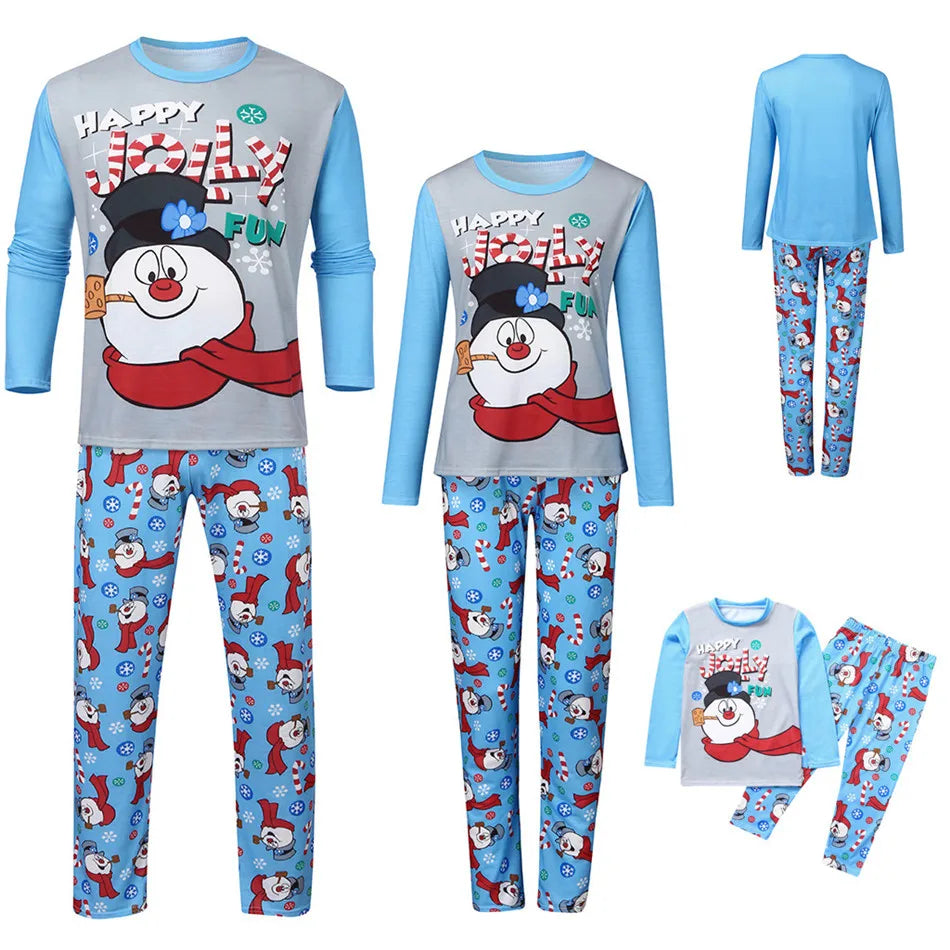 Snowman Family Matching Pajamas Outfits Tops+Pants Pajamas Sets Pajamas Dad Mom Daughter Son Sleepwear Christmas