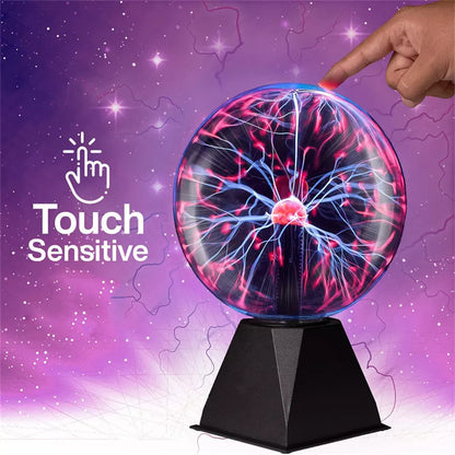 Magic Plasma Ball Lamp - LED Atmosphere Night Light - Touch and Sound Control - 3/4/5/6 Inch - Glass Plasma Light - Bedroom Decor - Kids Gifts