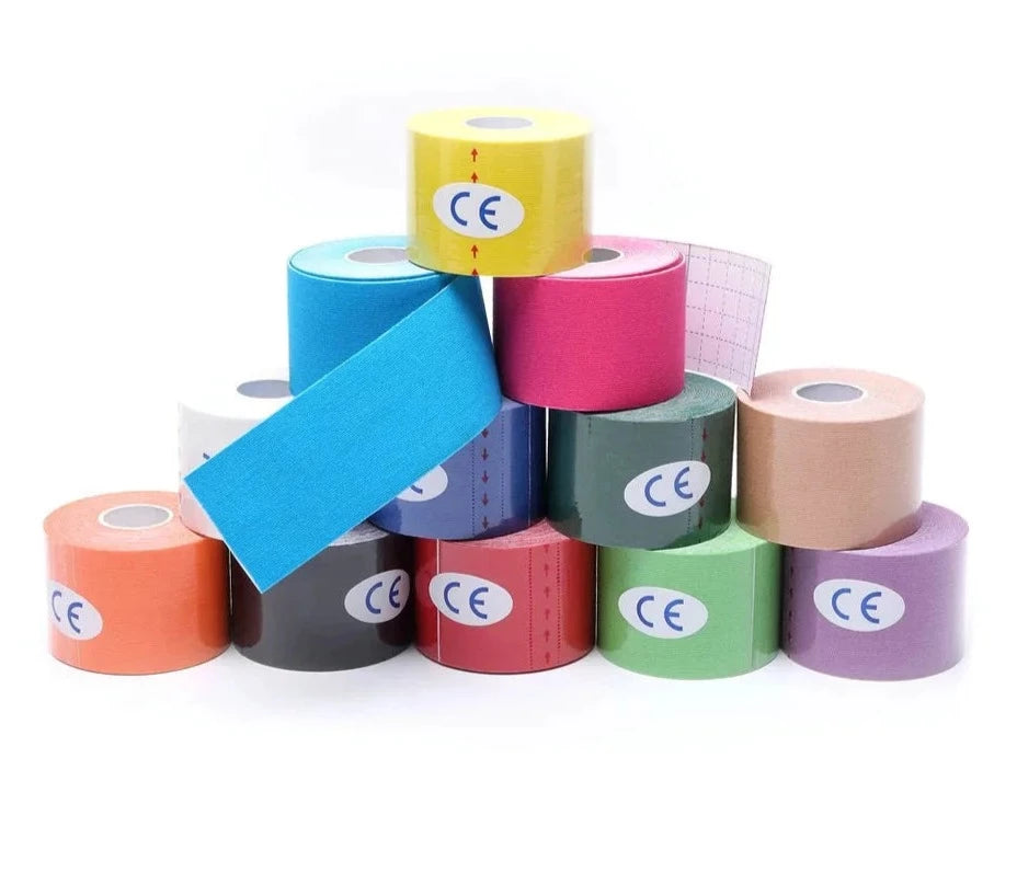 Kinesiology Tape - 5 Sizes - Athletic Recovery and Muscle Pain Relief - Self-Adherent Wrap for Taping - Medical Grade - Knee Pads Protector