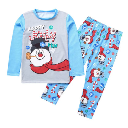 Snowman Family Matching Pajamas Outfits Tops+Pants Pajamas Sets Pajamas Dad Mom Daughter Son Sleepwear Christmas