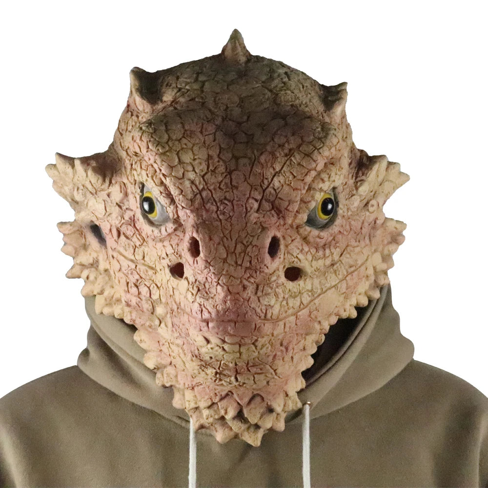 Desert Spiny Lizard Mask Animal Head Mask Halloween Costume Pretend for Adults