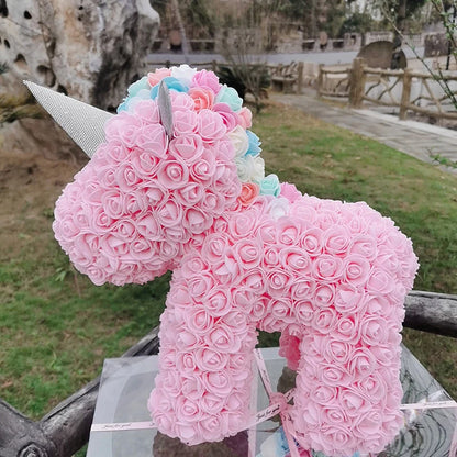 Preserved Flower Unicorn PE Foam Flower Handmade Rose Bear Valentine's Day Gift Rose Unicorn Manufacturer
