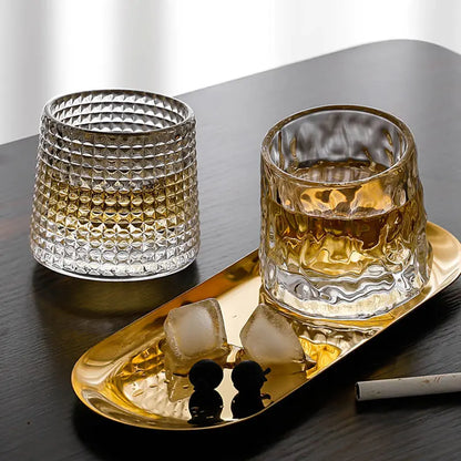 Japanese Whiskey Cup Creative Rotate Decompression Glass Ins Beer Cup Crystal Ocean Wine Cup Home Wine Cup.