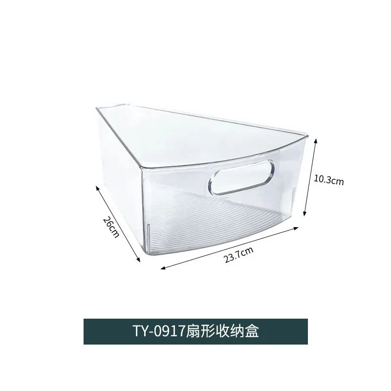 Kitchen refrigerator storage box with handle transparent fruit and vegetable beverage storage box refrigerated finishing PET plastic crisper.