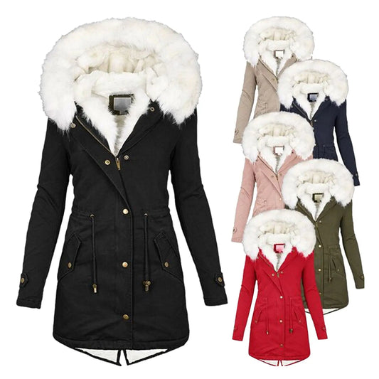 Neue Winter Damen Jacke mittellang verdicken Plus Size 5XL Outwear Kapuze Wattemantel schlanke Parka Baumwolle gepolsterte Jacke Mantel.