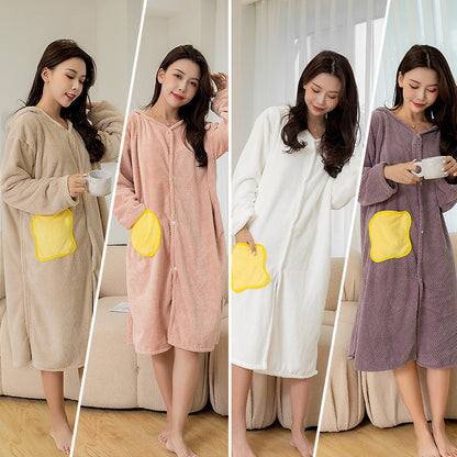 home hooded cloak bath clothes models long-sleeved bathrobe home clothes