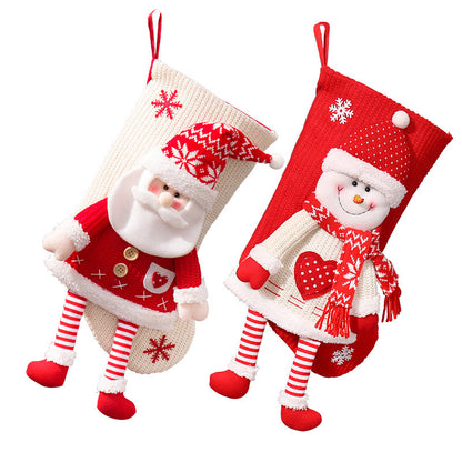 Christmas socks bag knitted three-dimensional elderly snowman gift bag Christmas Eve candy socks children's Christmas gift socks