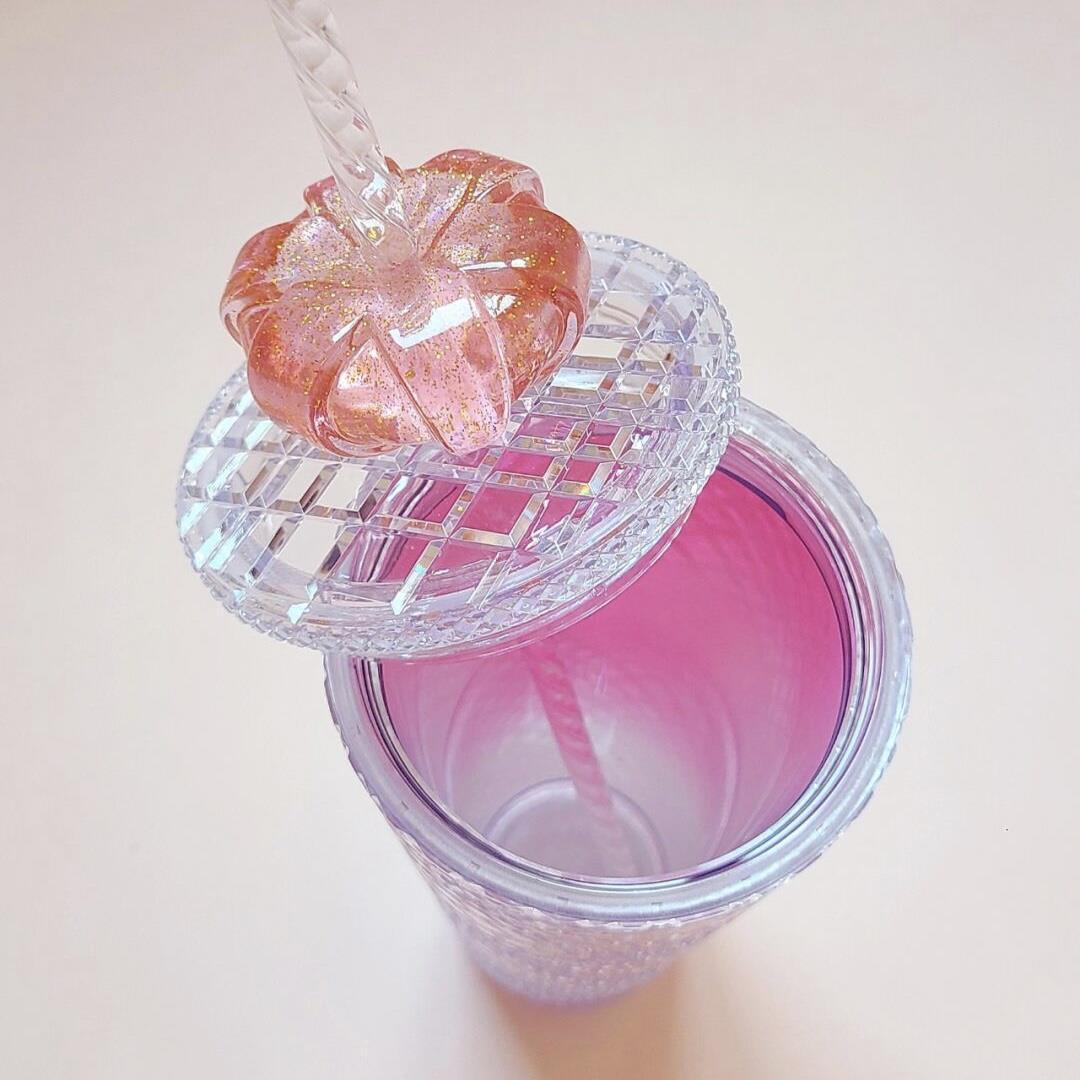 Limited Edition Valentine's Day Crown Straw Cup with Double-Layered Insulation and Studded Plastic Cover
