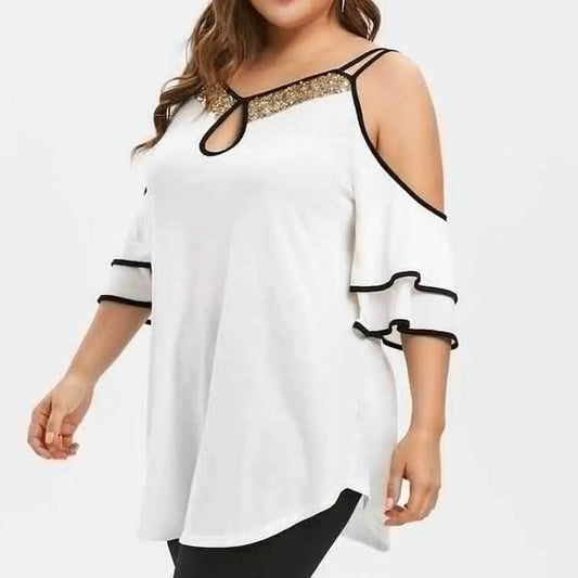 Plus Size Womens Tops And Blouses Summer Streetwear Cold Shoulder Woman Blouse Ladies Tops Women Clothes 2019 Fashion Clothing.