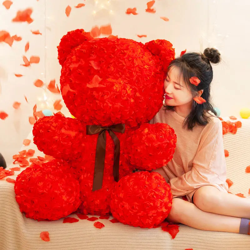 ROSE STUFFED TEDDY BEAR.