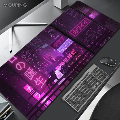 Customizable Purple Neon Gaming Mousepad - Smooth & Durable - Extended Size for Gamers - Japanese Design - Fast Shipping