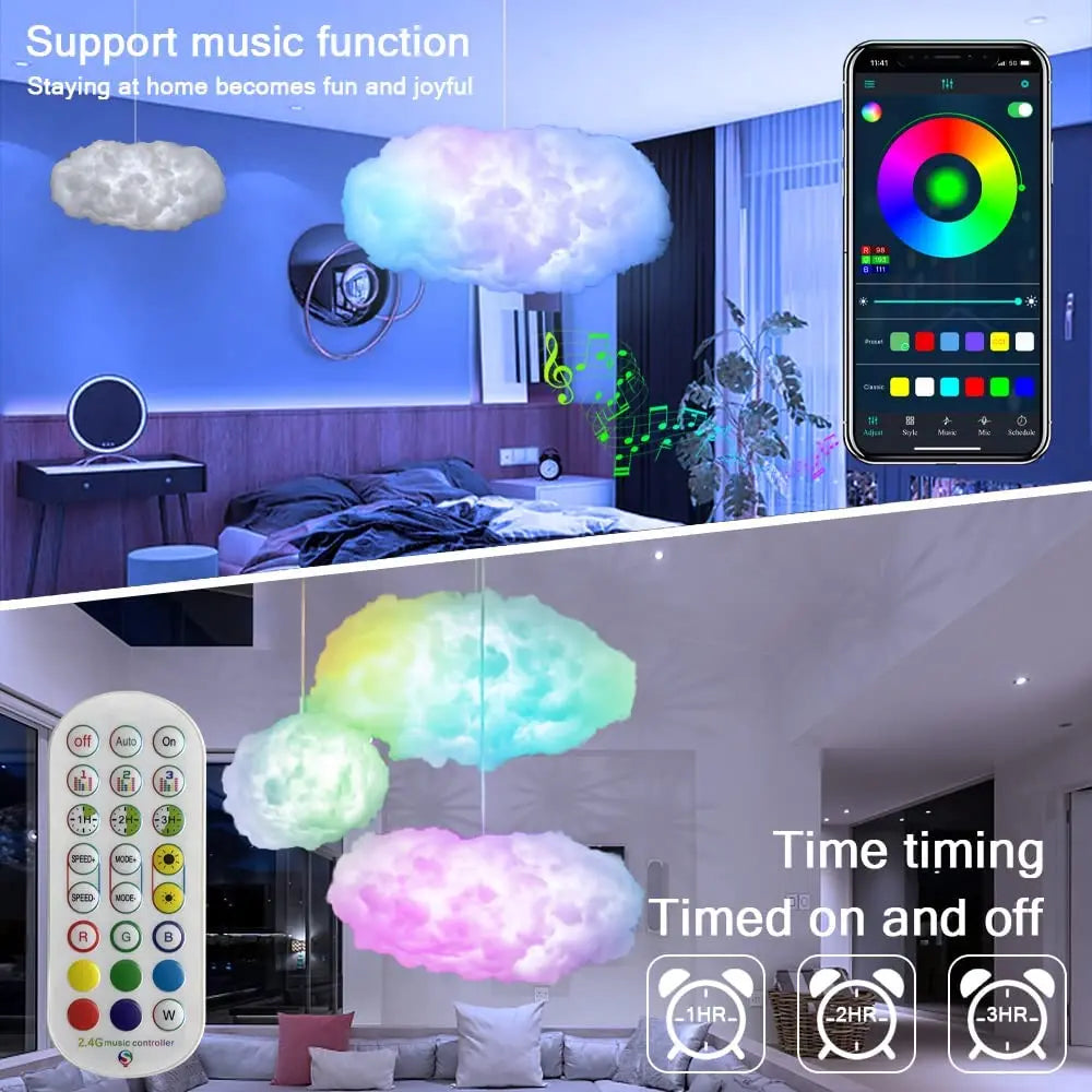 Smart Remote Control 3D Big Cloud Lighting ThunderCloud Light for Esports Bedroom Room Home Decorations