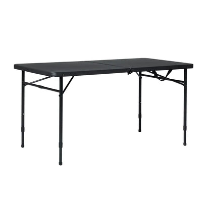 New 4 Foot Fold-In-Half Adjustable Table Rich Black Folding Table Camping Picnic Table