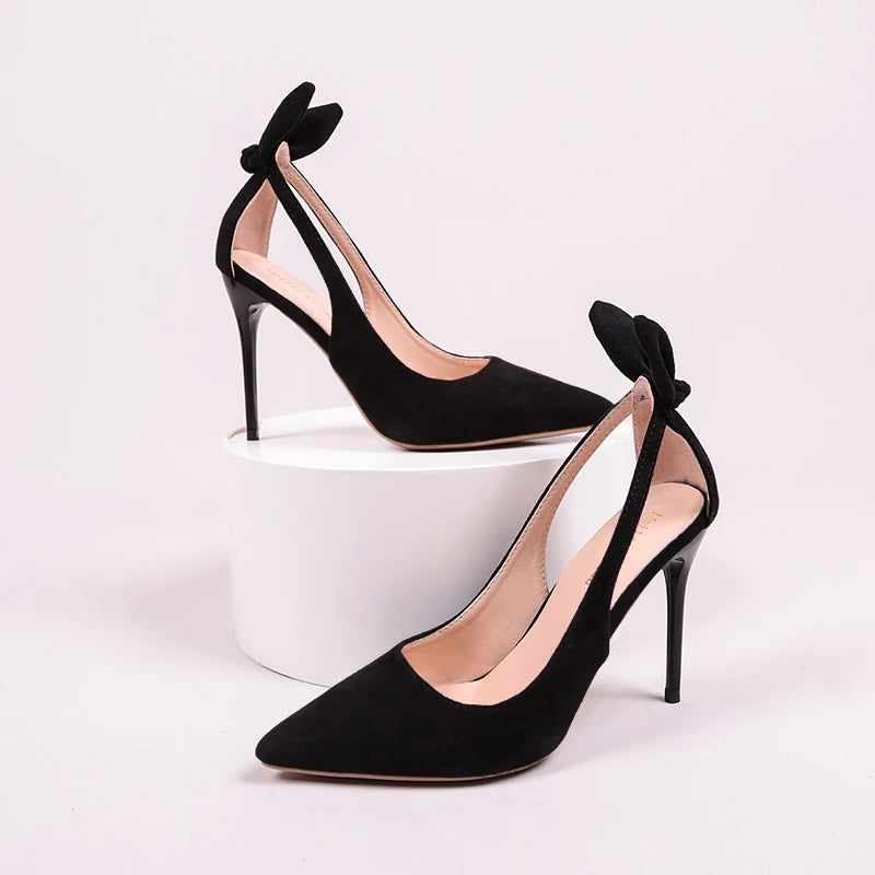 2023 Women's Sweet Bow-knot Pumps - Pointed Toe High Heels with Buckle - Sexy Thin Heels Dress Shoes for Ladies (Mujer)