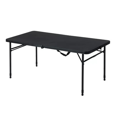 New 4 Foot Fold-In-Half Adjustable Table Rich Black Folding Table Camping Picnic Table