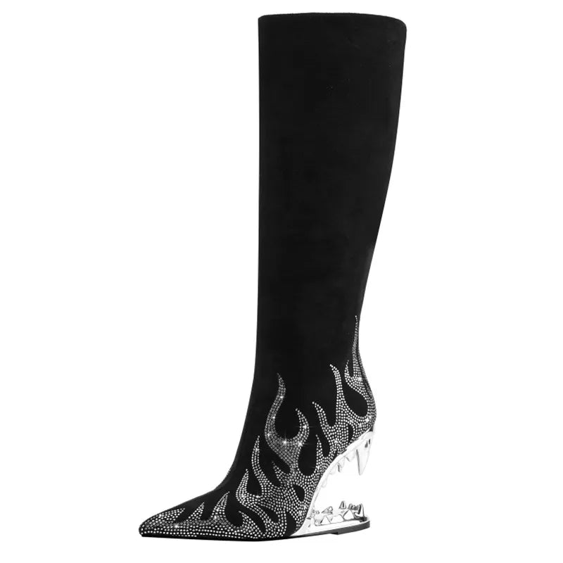 FIRE Diamond BLACK PANTHER Teeth High Heels