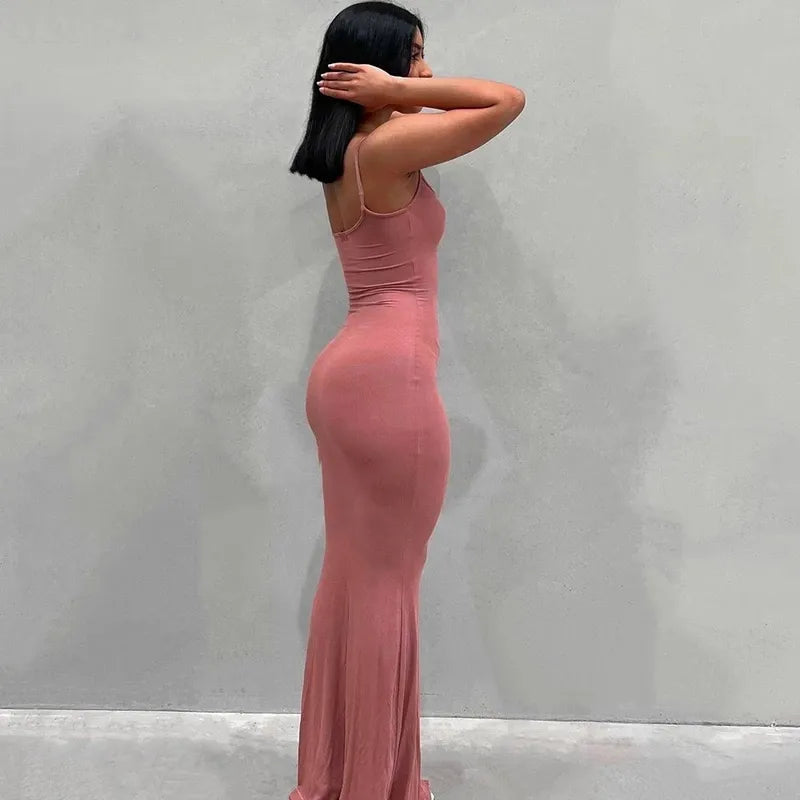 Women's Satin Slip Maxi Dress - Sleeveless, Backless, Bodycon -  Elegant, Sexy Outfit for Birthday Parties, Clubbing, and Sundresses