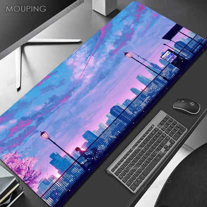 Customizable Purple Neon Gaming Mousepad - Smooth & Durable - Extended Size for Gamers - Japanese Design - Fast Shipping