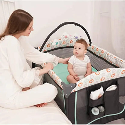 Babe Portable Crib - Multifunctional Baby Nursery Center with , Playpen, Travel Crib, Diaper Changer, and Mattress