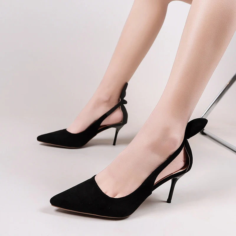 2023 Women's Sweet Bow-knot Pumps - Pointed Toe High Heels with Buckle - Sexy Thin Heels Dress Shoes for Ladies (Mujer)