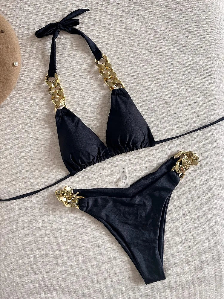 New Sexy Bikini 2023 Triangle Bathing Suit for Women Brazilian  Bikini Set 2-piece Halter Swimwear Push Up Swimsuit