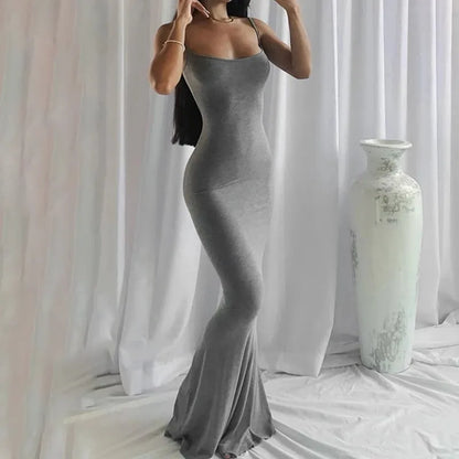 Women's Satin Slip Maxi Dress - Sleeveless, Backless, Bodycon -  Elegant, Sexy Outfit for Birthday Parties, Clubbing, and Sundresses