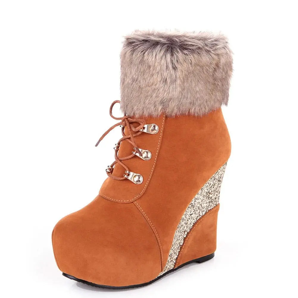 Winter Wedges Shoes Ankle Boots Women Warm Boots Platform High Heels Snow Boots Shoes Woman.