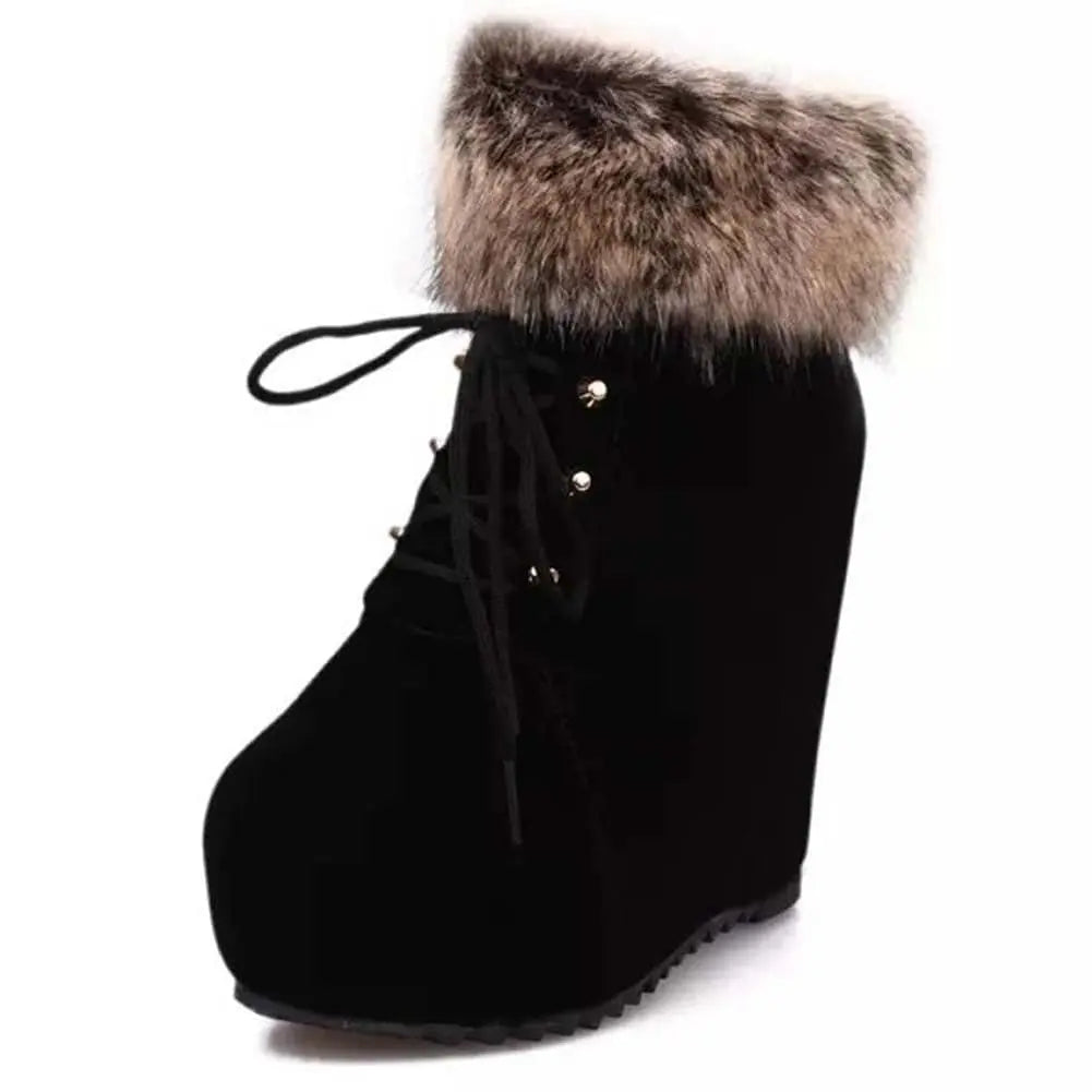 Plus size 43 Fashion Russia Winter Wedges Shoes Ankle Boots Women Warm Boots Platform High Heels Snow Boots Shoes Woman.