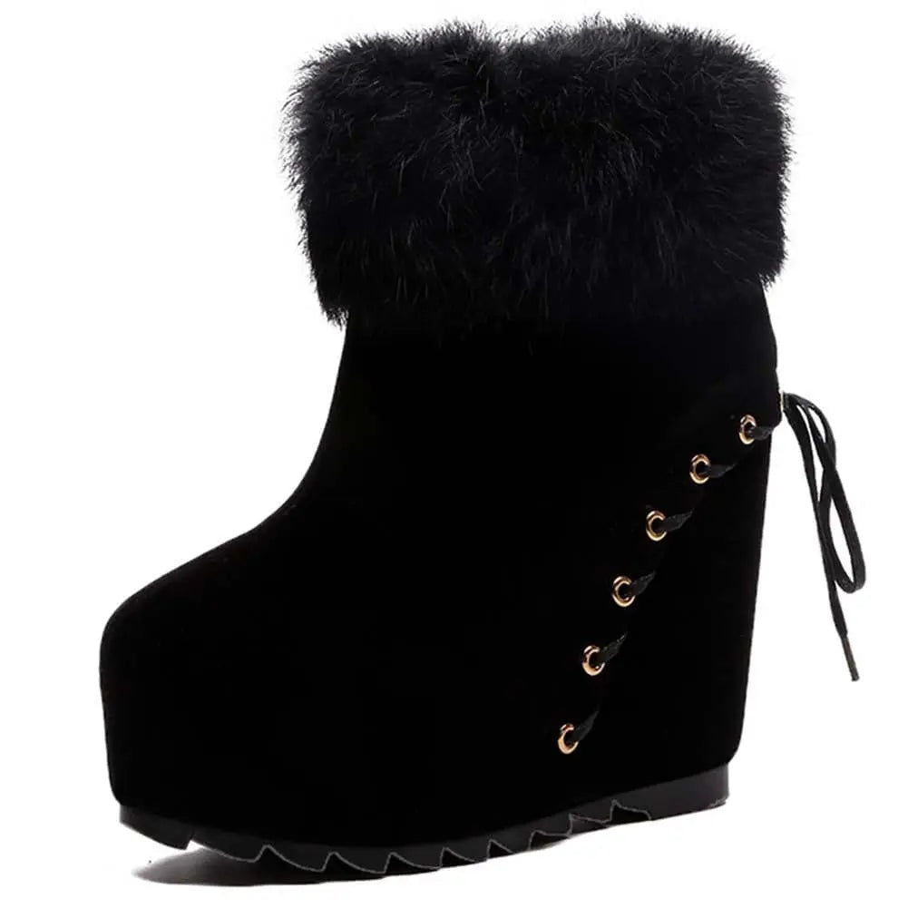 Plus size 43 Fashion Russia Winter Wedges Shoes Ankle Boots Women Warm Boots Platform High Heels Snow Boots Shoes Woman.