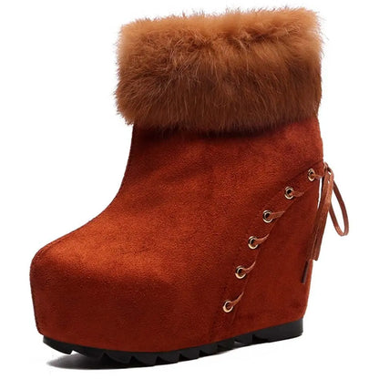 Plus size 43 Fashion Russia Winter Wedges Shoes Ankle Boots Women Warm Boots Platform High Heels Snow Boots Shoes Woman.