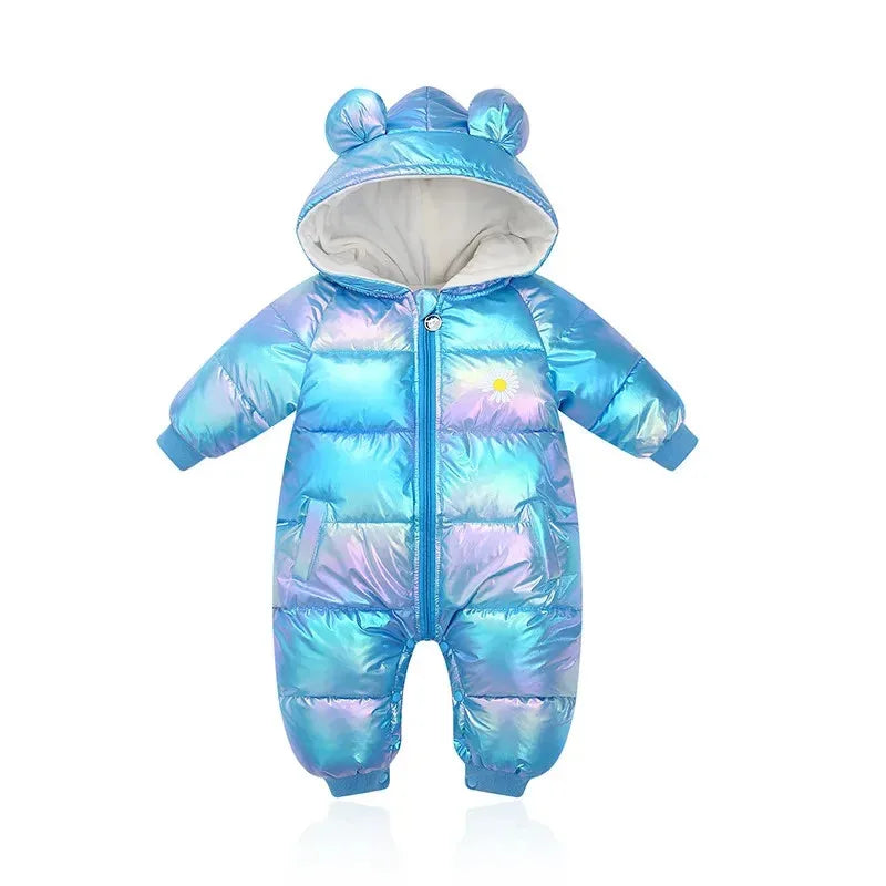 Space-Themed Winter Baby Bodysuits & One-pieces: Hooded, Thick, Padded, and Colorful Cotton Clothes for Outdoor
