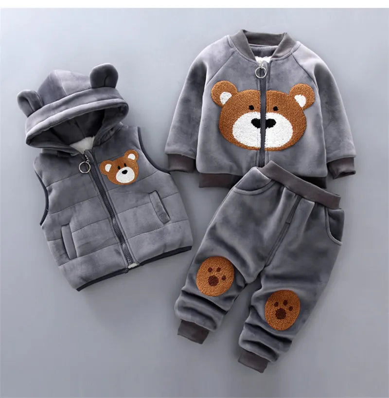 : 2023 Winter Baby Clothes Sets | Cotton Hooded Sweater | Warm & Cozy | Cartoon Bear Design | 0-5 Years | Boy & Girl Options