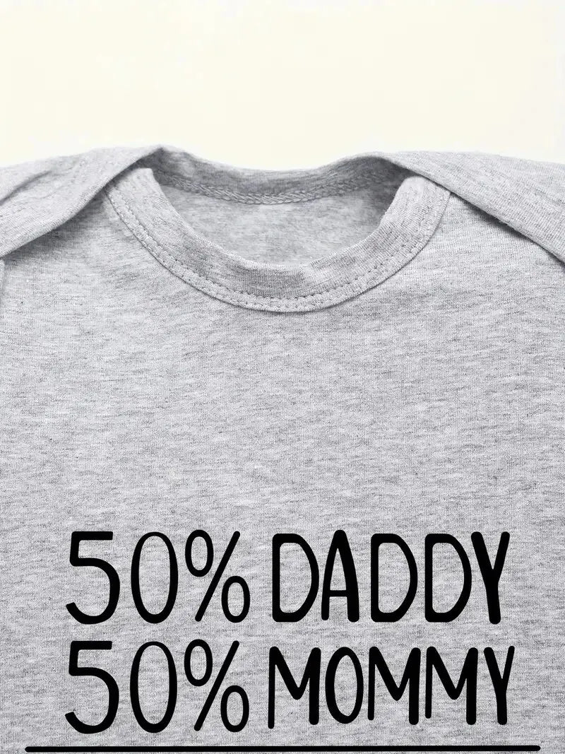 "50% DADDY 50% MOMMY 100% PERFECT Baby Romper - Perfect Gift for Newborns"