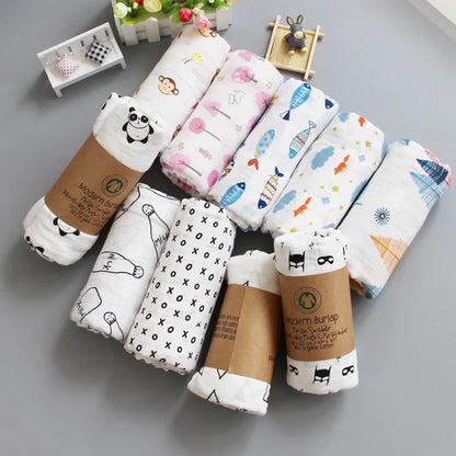 Soft Cotton Muslin Blanket for Newborns - 120x120cm Baby Swaddle and Stroller Cover