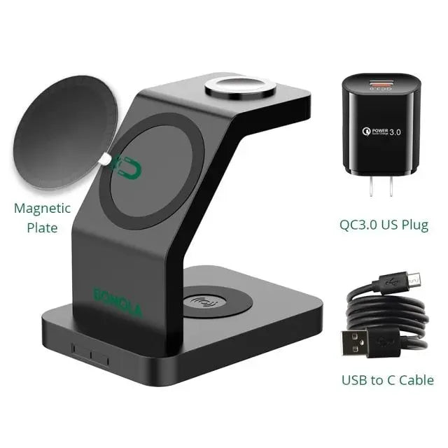Smartphone fast charging, magnetic holder 3 in 1 wireless charging.