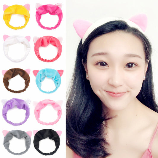 new cat ear hair band ladies cute sports makeup wash cat ear beam hair band hair accessories.