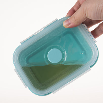 FDA silicone lunch box foldable microwave silicone storage box set refrigerator storage plastic sealing box.